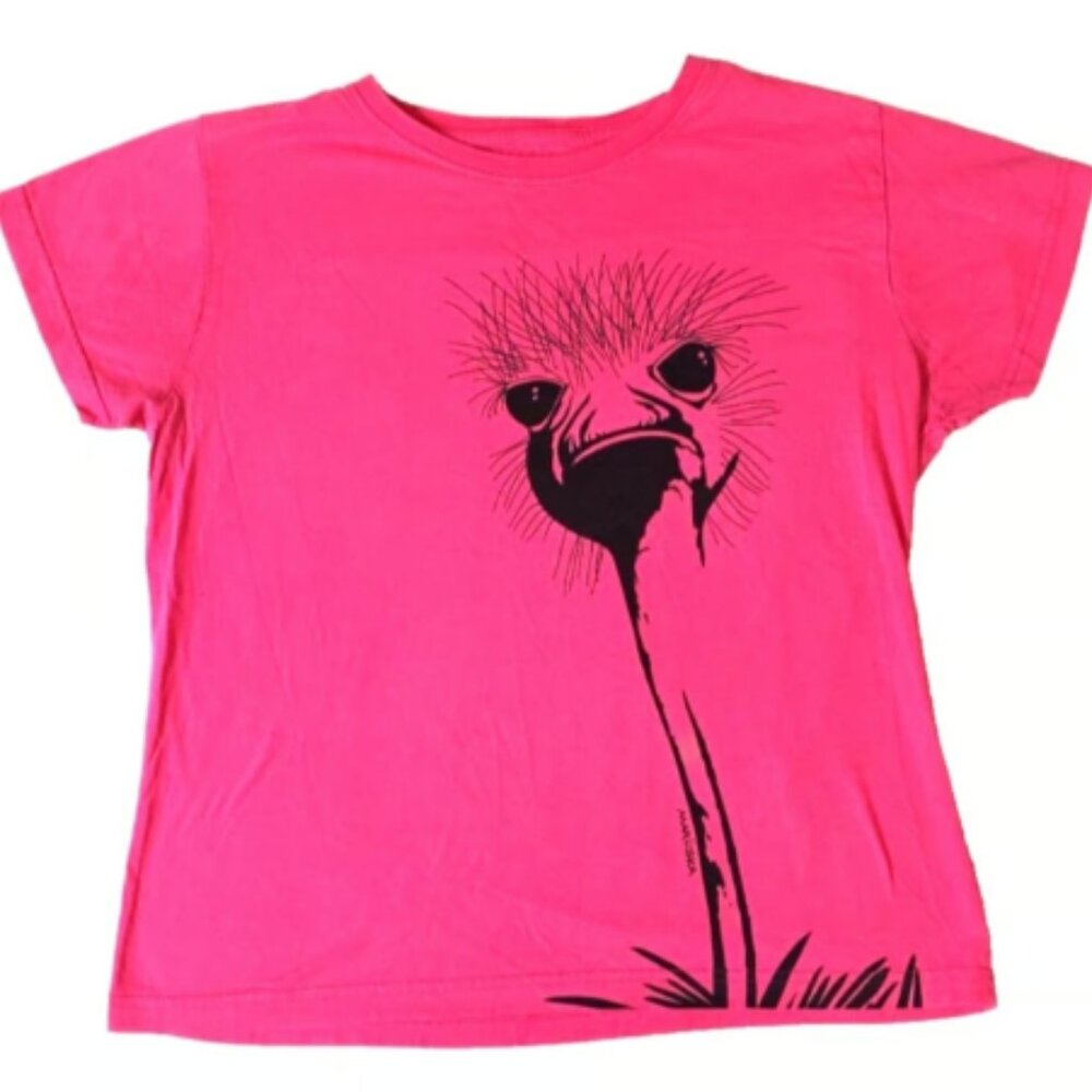 Marushka EMU OSTRICH Shirt Women's Size X-Large XL Hot Pink T-Shirt Printed